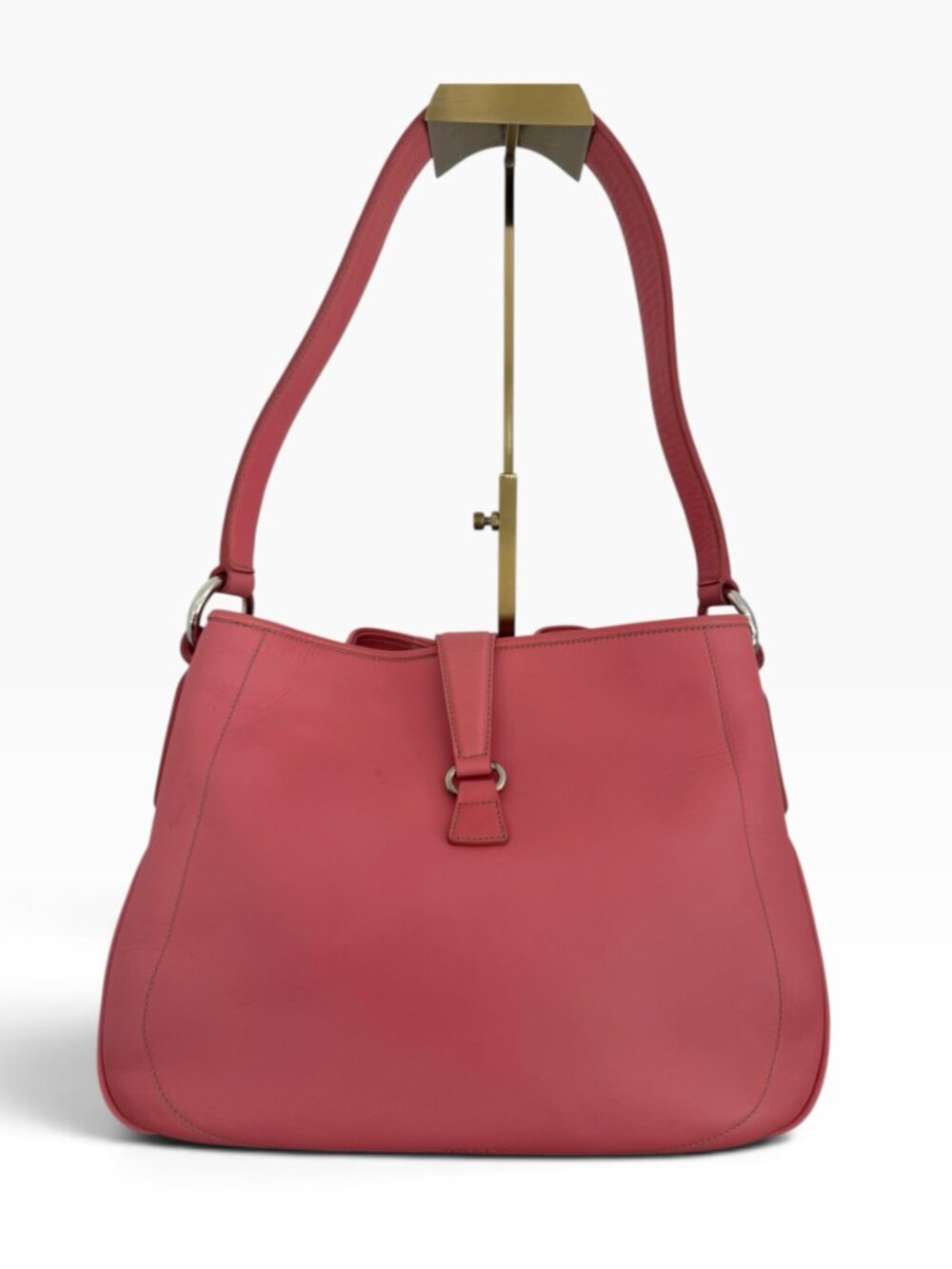 Bally Ciffra Coral Pink Leather Shoulder Bag Lock Key Clochette Made in Italy - Picture 2 of 14
